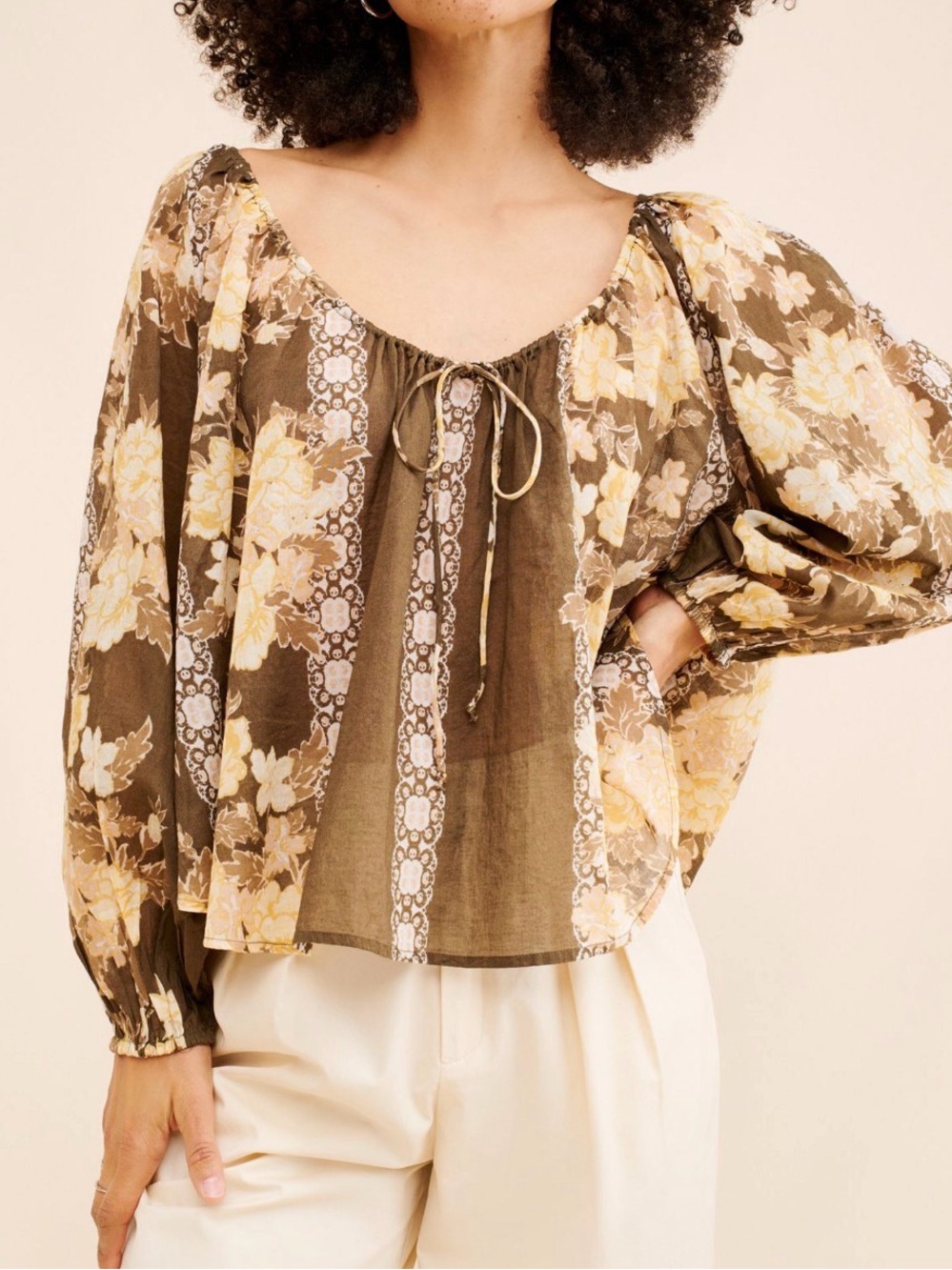 Free People Women's Elena Printed Top, Small